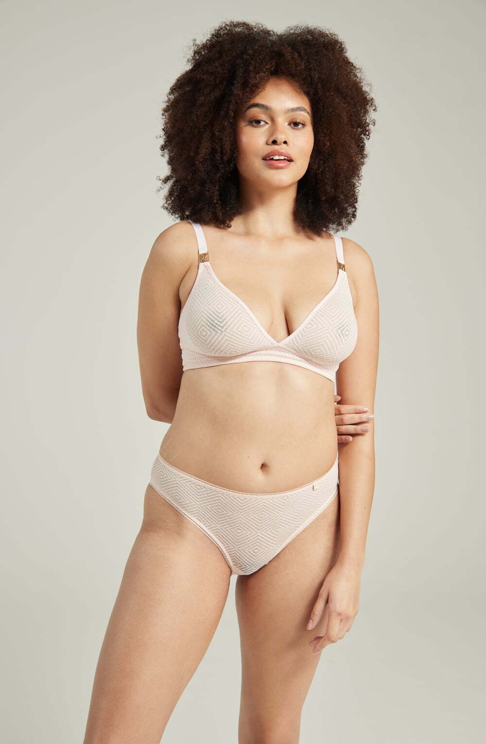 Briefs & Thongs The Sheer Deco High Leg Brief Blush Pink