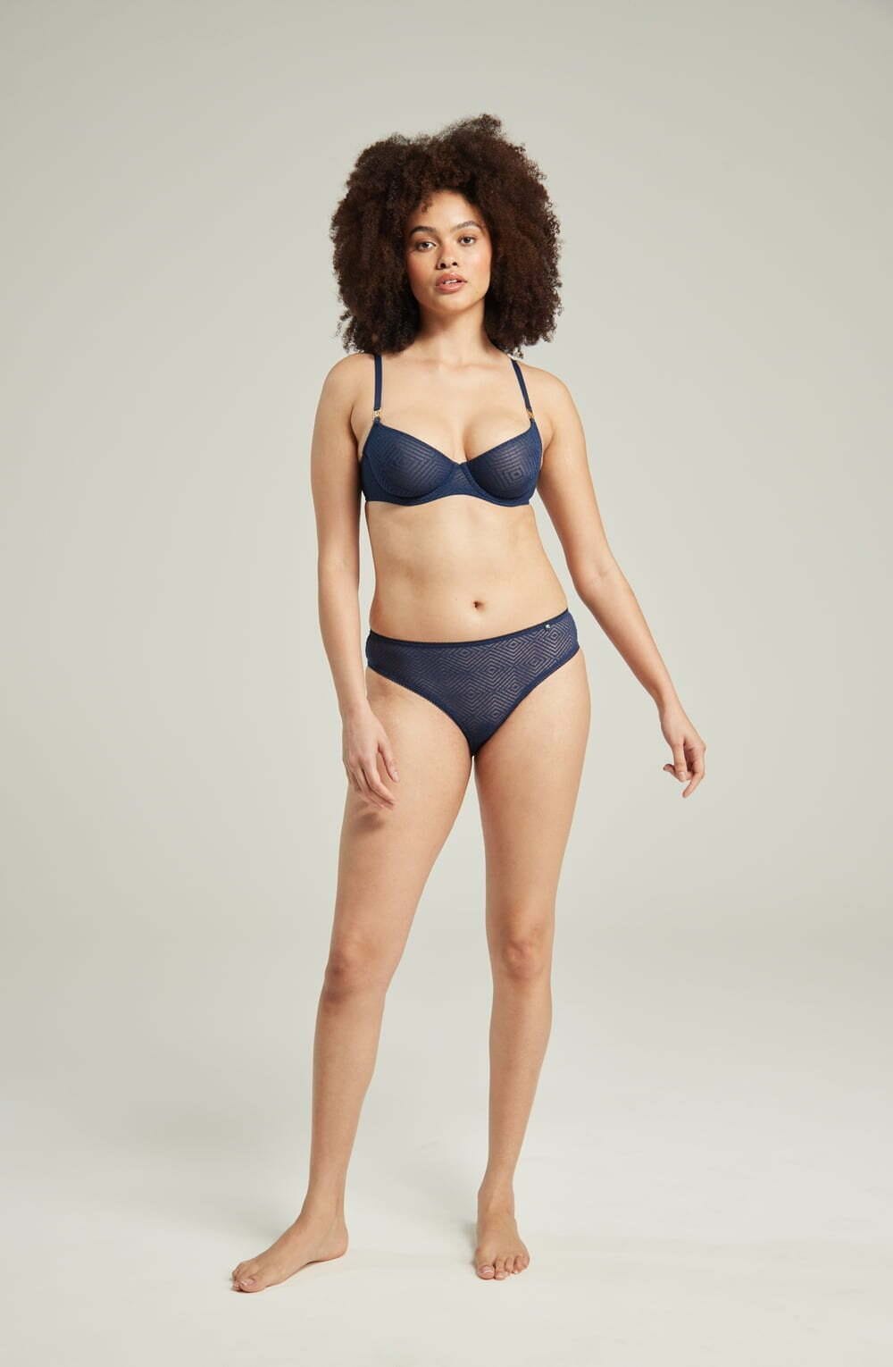 Briefs & Thongs The Sheer Deco High Leg Brief Navy