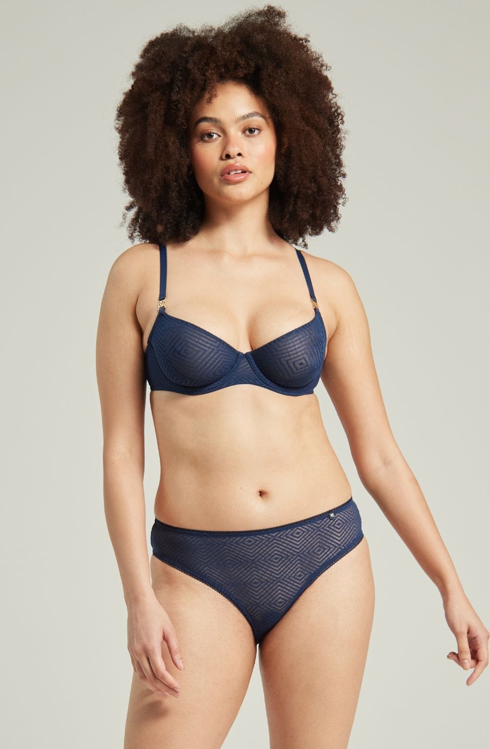 Briefs & Thongs The Sheer Deco High Leg Brief Navy