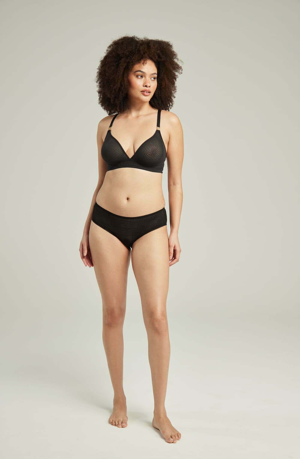 Briefs & Thongs The Sheer Deco Hipster Brief Black