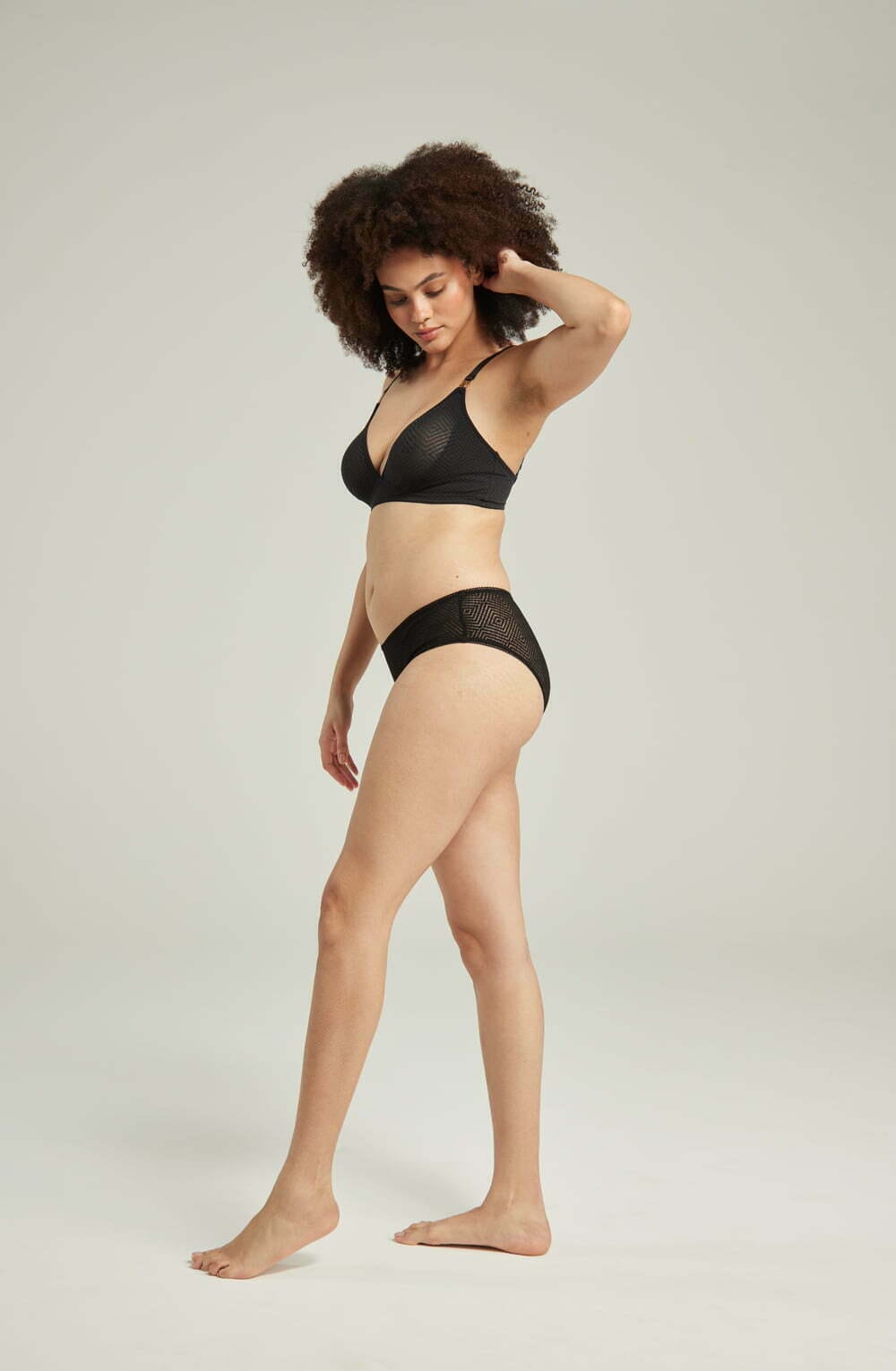 Briefs & Thongs The Sheer Deco Hipster Brief Black