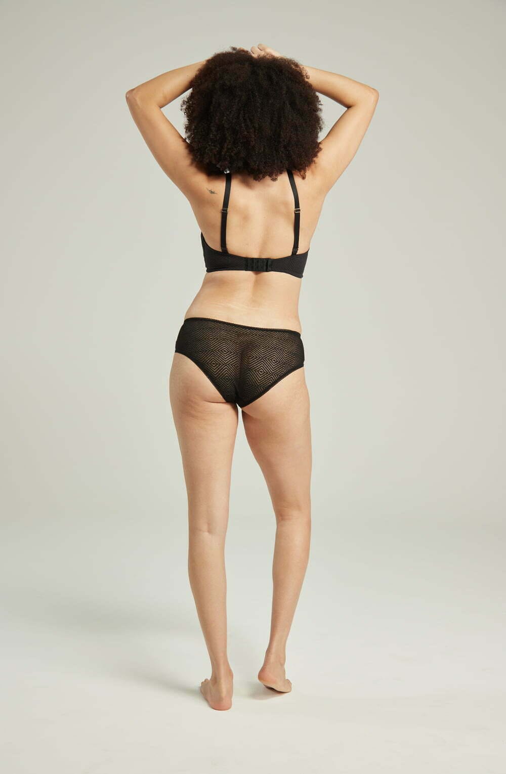Briefs & Thongs The Sheer Deco Hipster Brief Black