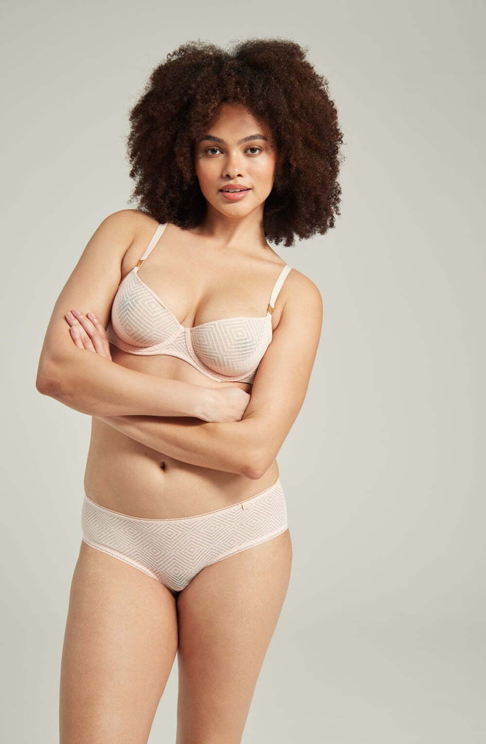 Briefs & Thongs The Sheer Deco Hipster Brief Blush Pink