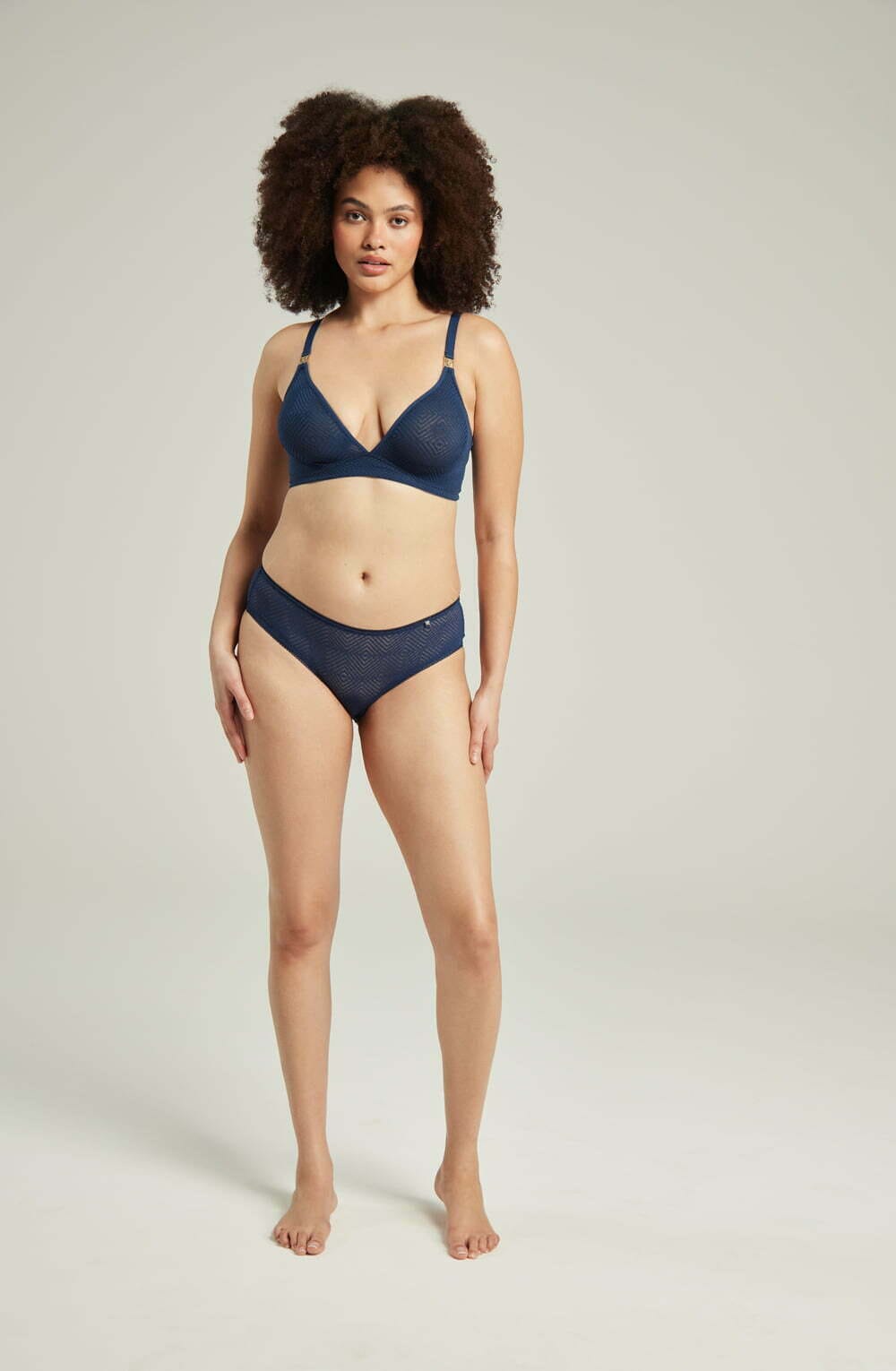 Briefs & Thongs The Sheer Deco Hipster Brief Navy