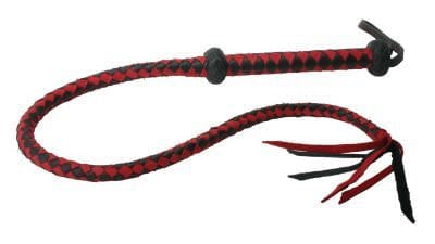 Bulk Packaged Products Premium Red and Black Leather Whip
