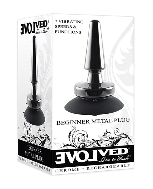 Butt Plugs Evolved Beginner Vibrating Rechargeable Metal Plug - Black