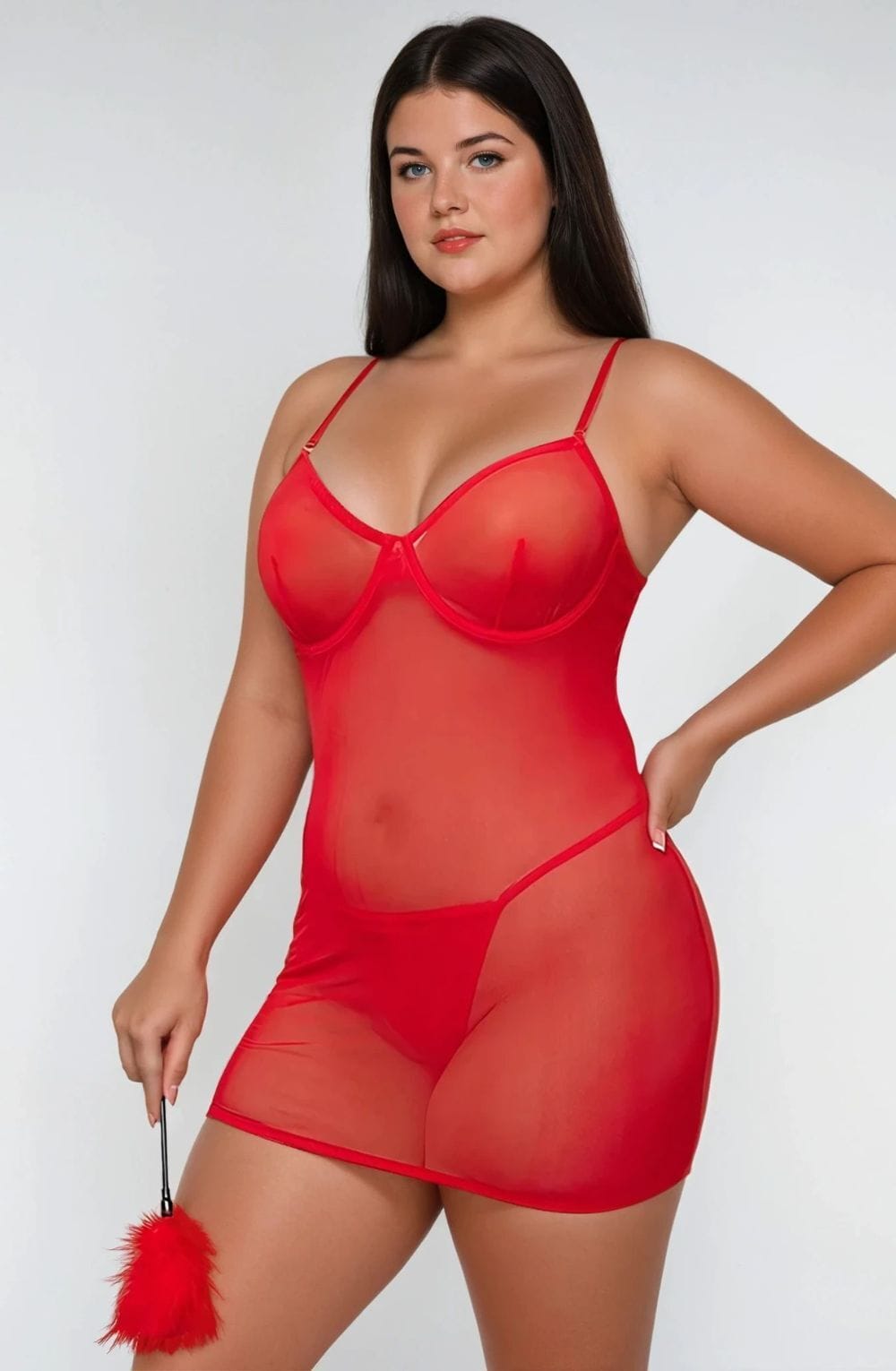 Chemises YesX YX730Q Red Mesh Lingerie Set Up to 4XL
