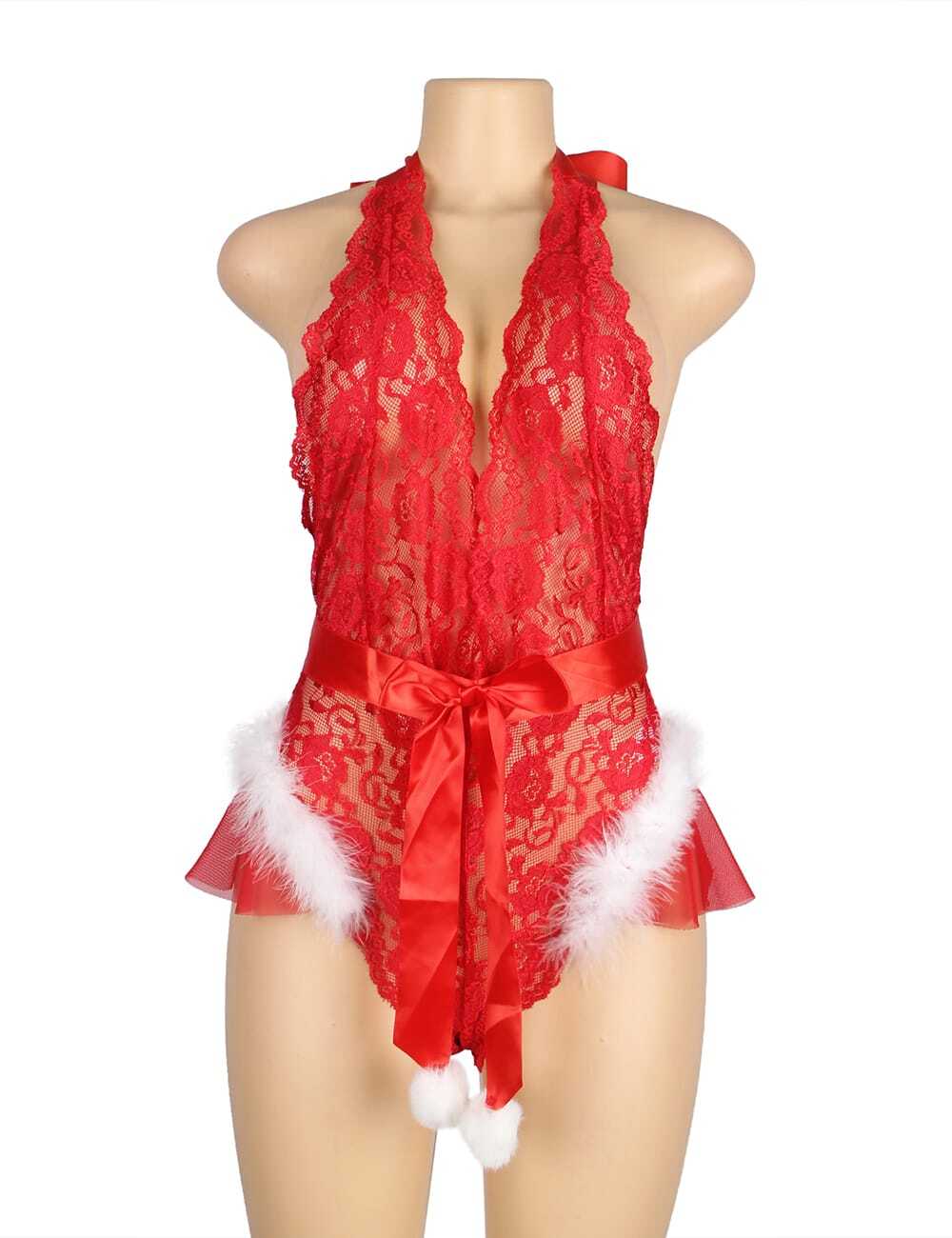 Christmas YesX YX874Q Christmas Sexy Halter Neck Teddy Up To 4XL