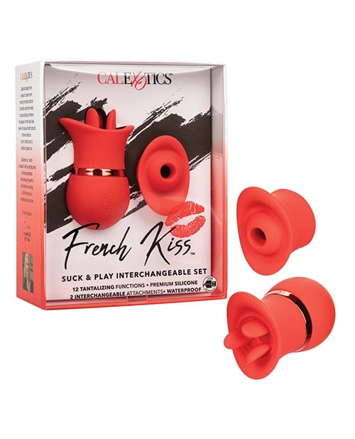 Clit Ticklers French Kiss Suck & Play Interchangeable Set - Red