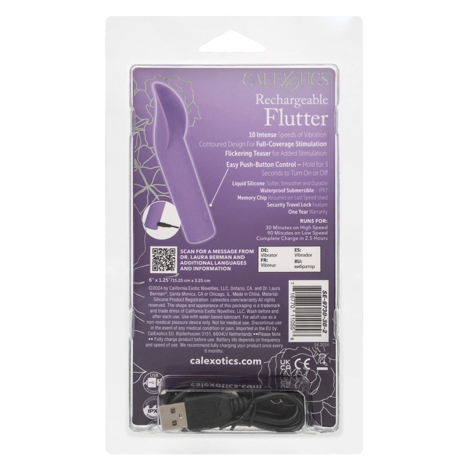 Clitoral Vibrators Dr. Laura Berman Rechargeable Flutter- Purple