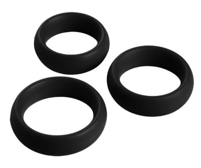 Cock Rings 3 Piece Silicone Cock Ring Set - Black