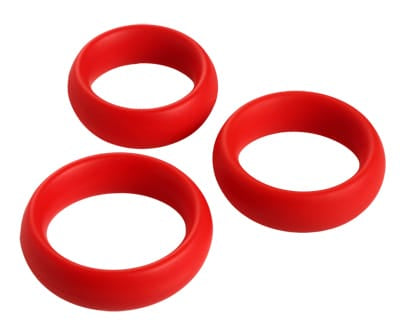 Cock Rings 3 Piece Silicone Cock Ring Set - Red