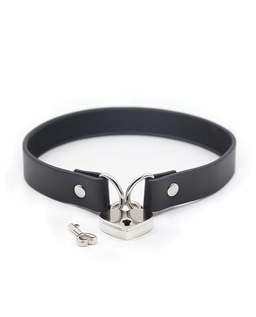 Collars Plesur PVC Collar w/Heart Lock - Black