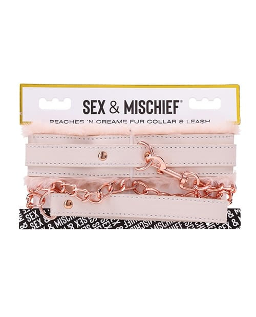 Collars Sex & Mischief Peaches 'n CreaMe Fur Collar & Leash