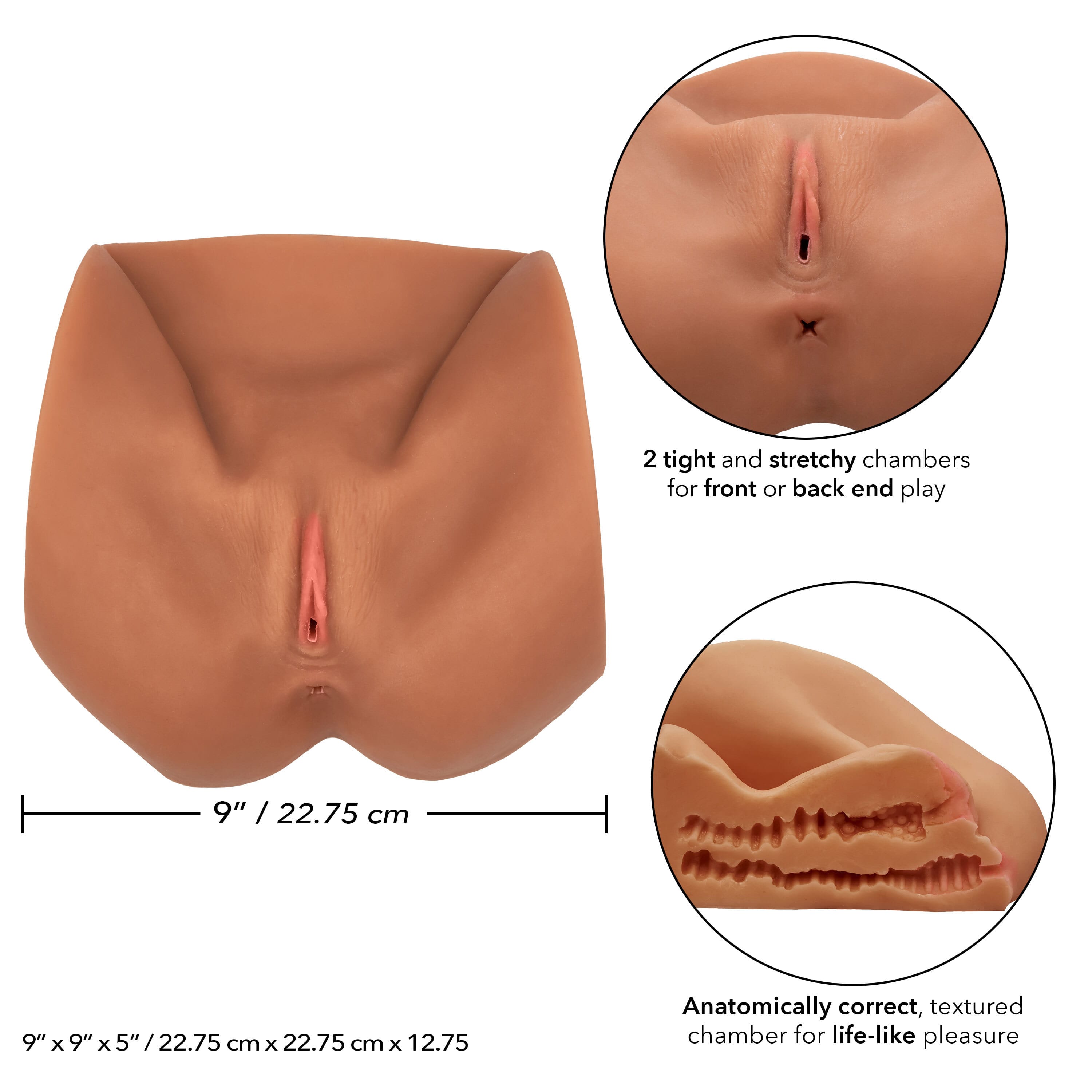 Combo Masturbators Stroke It Life-Size Pussy - Brown