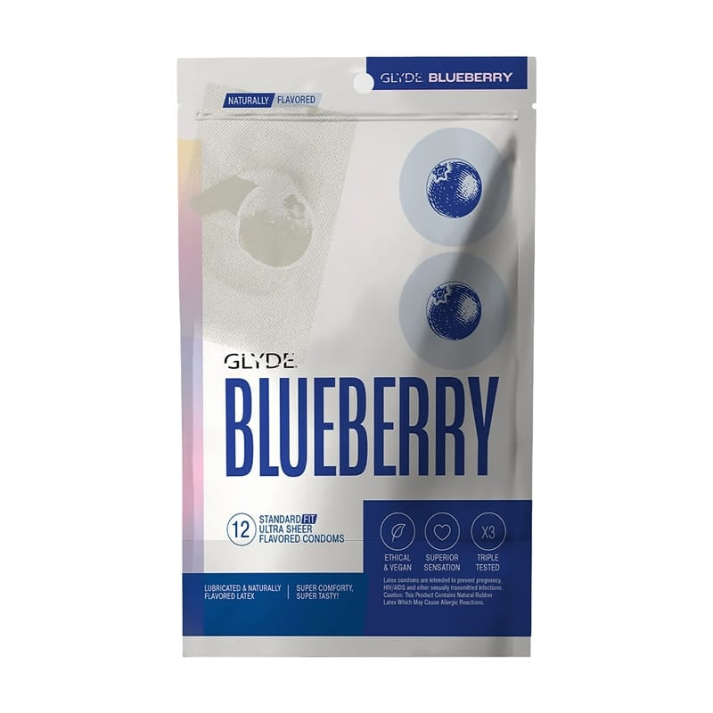 Condoms - Flavored GLYDE Condom Blueberry 12-Count