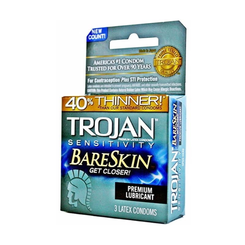 Condoms - Latex & Non Latex Trojan BareSkin Thinner Condoms (3pk)