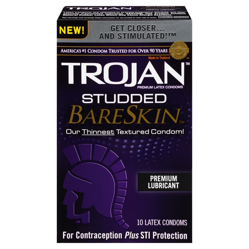 Condoms - Latex & Non Latex Trojan Studded Bareskin Condoms (10)