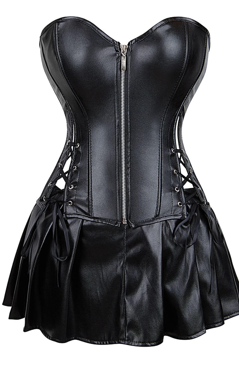 Corsets YesX YX897 Faux Leather Corset & Skirt