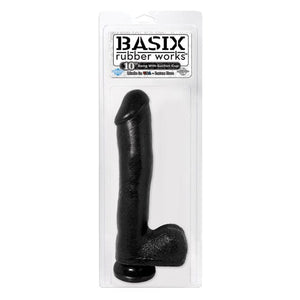 DILDOS & DONGS Basix 10in. Dong w/Suction Cup Black