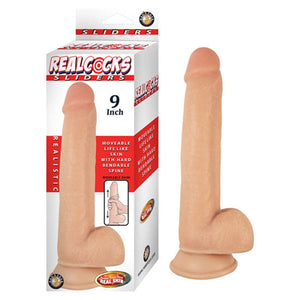 DILDOS & DONGS Realcocks Sliders 9in Moveable Skin Flsh