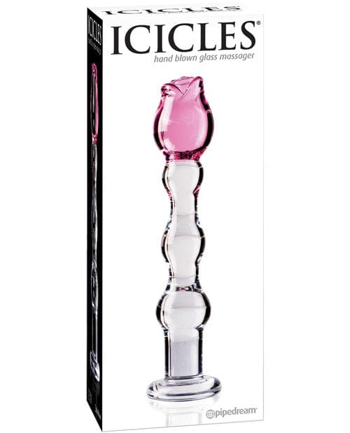 Dildos Icicles No. 12 Hand-Blown Glass Massager - Clear with Rose Tip