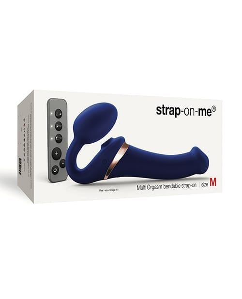 Dongs & Dildos for Harness Strap on Me Multi Orgasm Bendable Strapless Strap on Medium - Night Blue