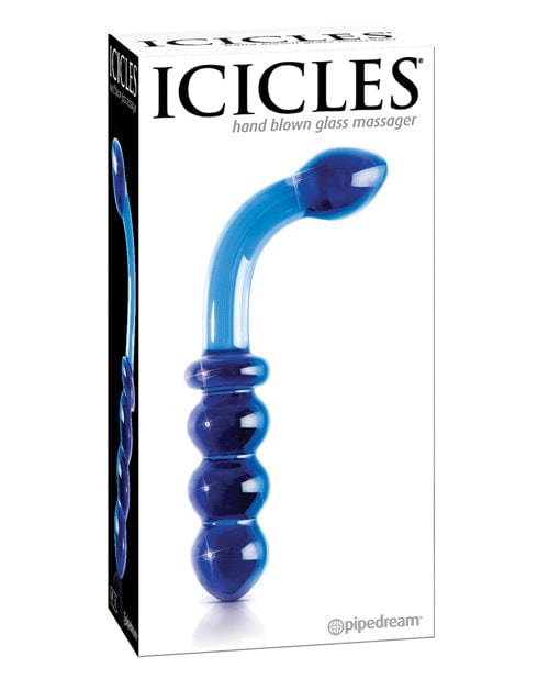 Dongs & Dildos Icicles No. 31 Hand-Blown Glass Curved Massager - Blue