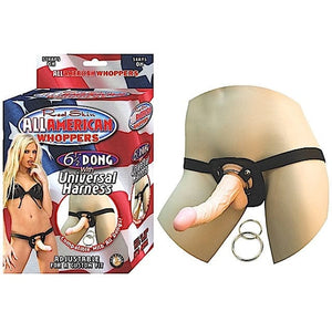 Dongs - Strap-on & Strapless All Amer Whopper 6.5in. Dong W/Harness