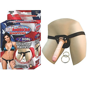 Dongs - Strap-on & Strapless All Amer Whopper 7in. Dong W/Harness