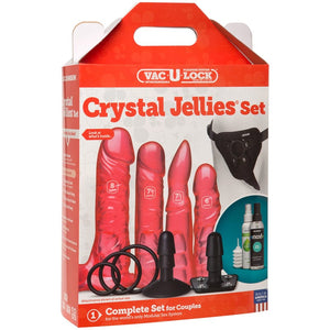 Dongs - Strap-on & Strapless Vac-U-Lock Crystal Jellies Set Pink