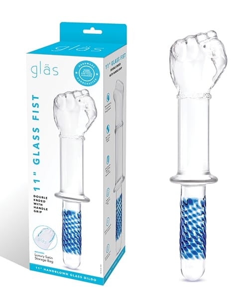 Double Dongs Glas 11" Fist Double Ended w/Handle Grip