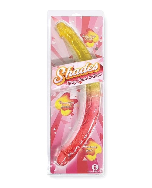 Double Dongs Shades Jelly 17" TPR Gradient Double-Ended Dildo - Pink/Yellow
