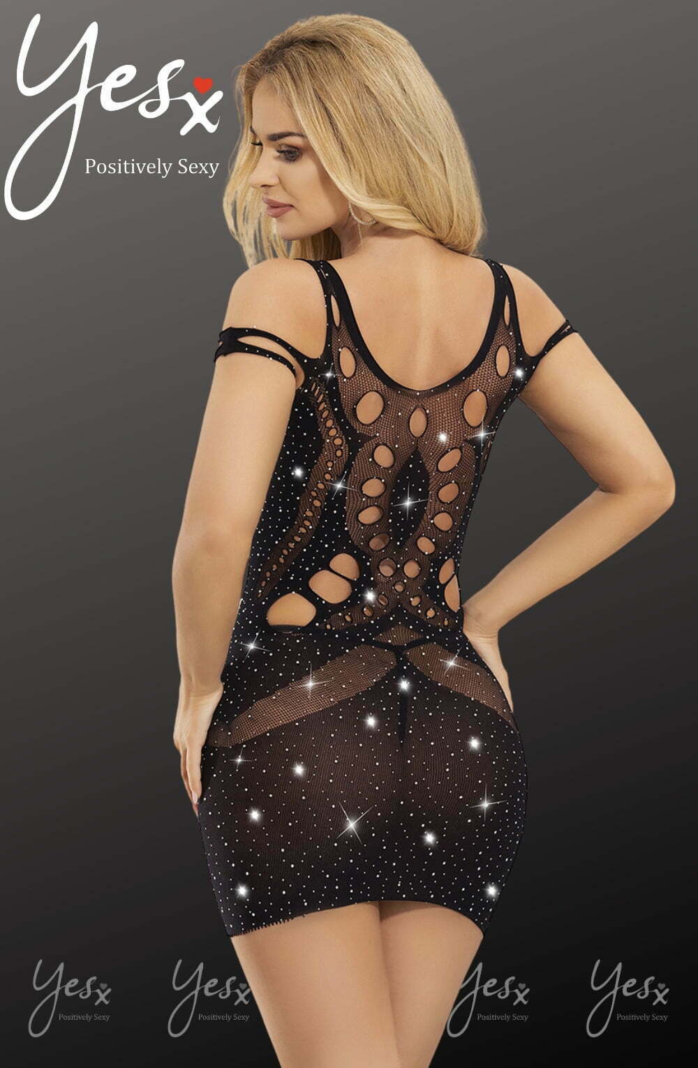 Dresses BLACK / ONE SIZE YesX YX853 Sparkly Black Dress
