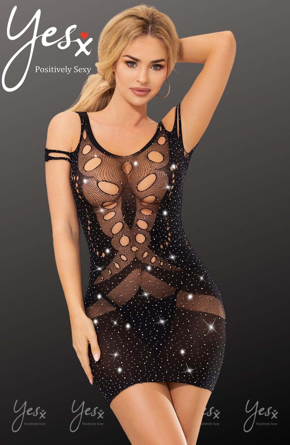 Dresses BLACK / ONE SIZE YesX YX853 Sparkly Black Dress