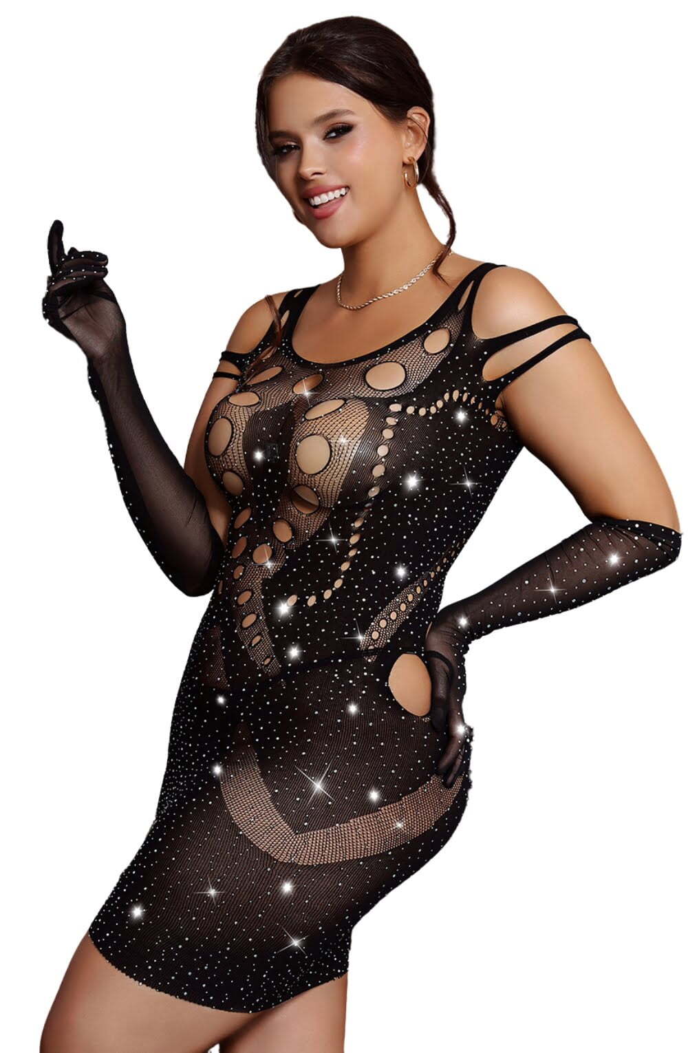 Dresses BLACK / ONE SIZE (PLUS) YesX YX853Q Sparkly Black Dress
