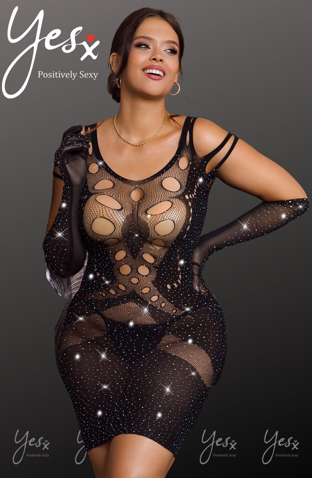 Dresses BLACK / ONE SIZE (PLUS) YesX YX853Q Sparkly Black Dress