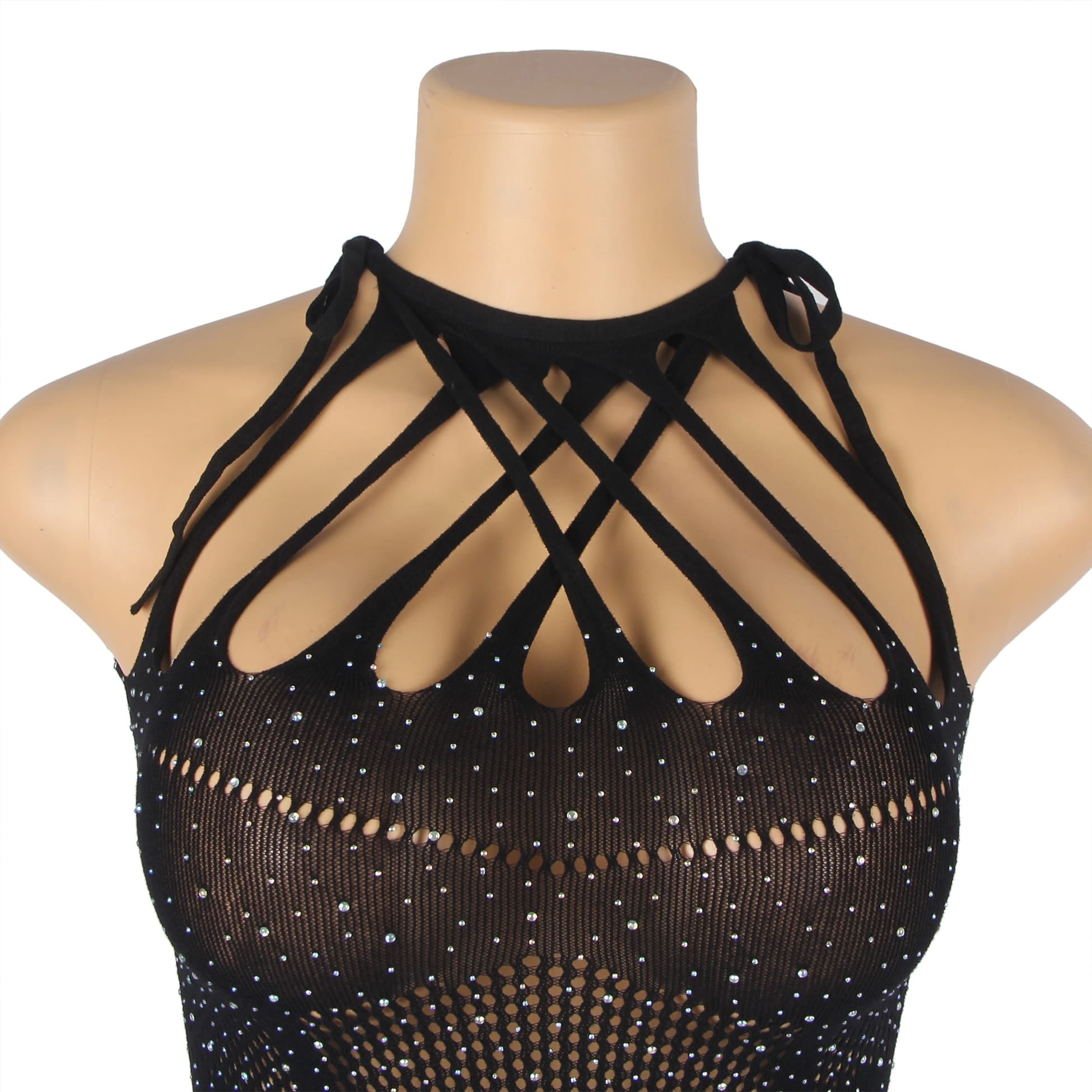 Dresses YesX YX865 Sparkle Rhinestone Fishnet