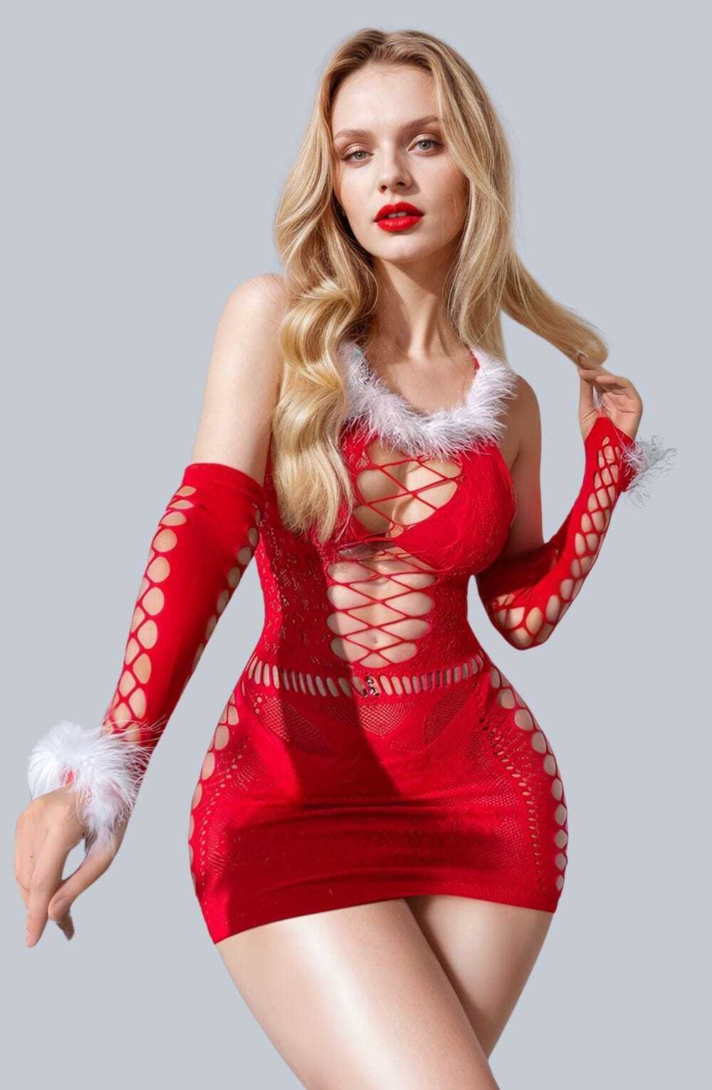 Dresses RED / ONE SIZE (S-L) YesX YX877 Christmas Sexy Bodystocking Dress