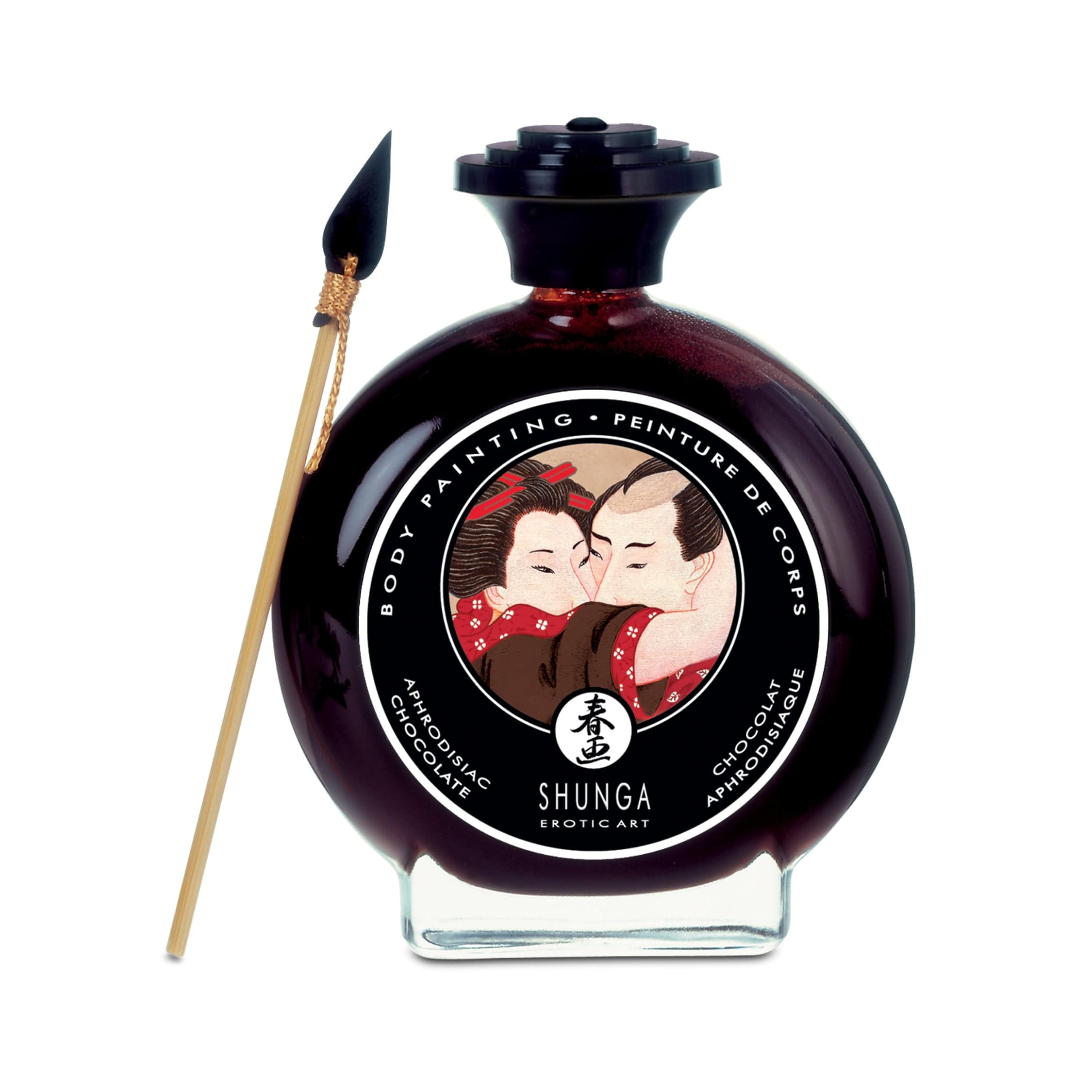 Shunga chocolate edible body paint 3.5 oz jar with brush