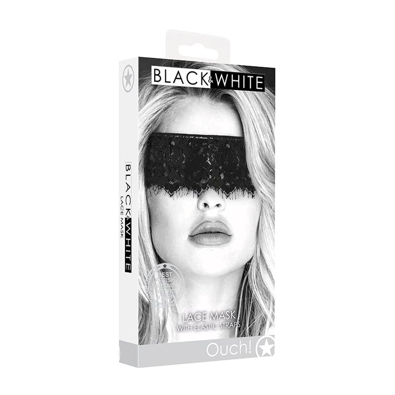Fetish - Masks Ouch B&W Lace Mask Elastic Straps Black