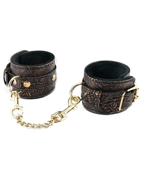 Hand or Wrist Cuffs Spartacus Faux Fur Lining Wrist Restraints - Brown Floral Print