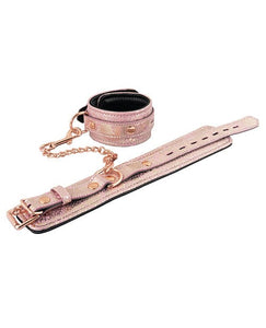 Hand or Wrist Cuffs Spartacus Wrist Restraints w/Leather Lining - Pink Snakeskin Micro Fiber