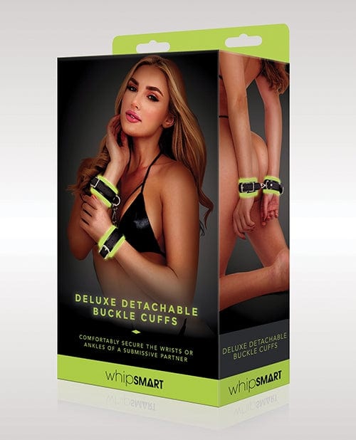 Hand or Wrist Cuffs WhipSmart Glow in the Dark Deluxe Detachable Buckle Cuffs - Green