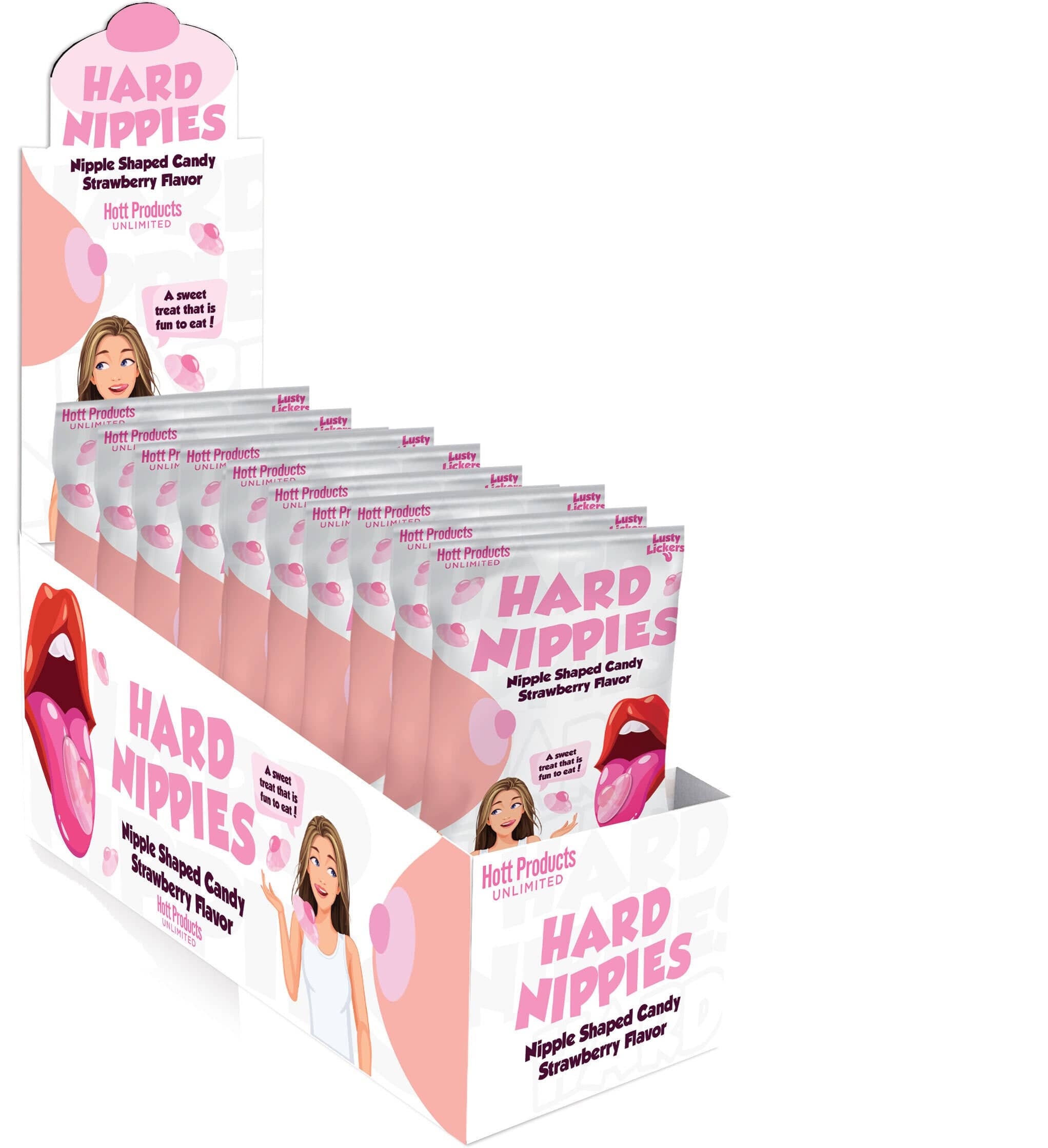 Hard Candy Hard Nippies Candies - Nipple Shaped Candy - Strawberry