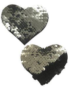 Holiday Items PASTEASE SILVER & BLACK COLOR CHANGING SEQUIN HEARTS