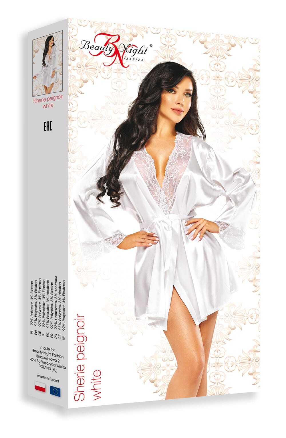Honeymoon WHITE / ONE SIZE (S-L) Beauty Night BN6672 Sherie Peignoir White