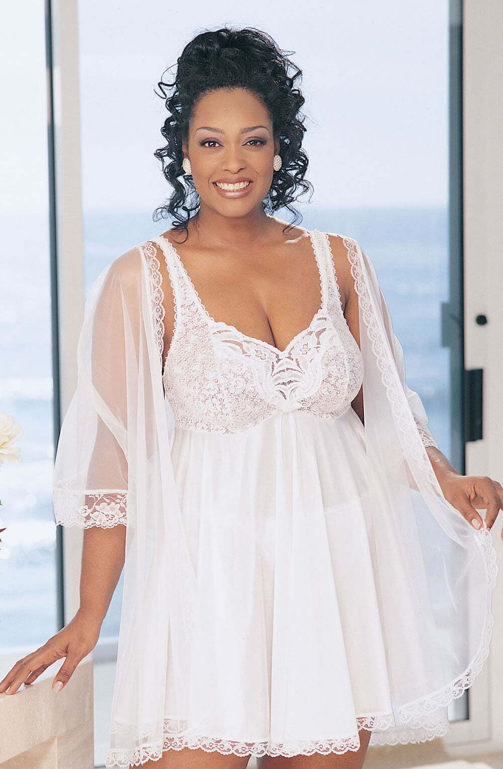 Honeymoon Shirley of Hollywood X3595 White 3 Piece Babydoll
