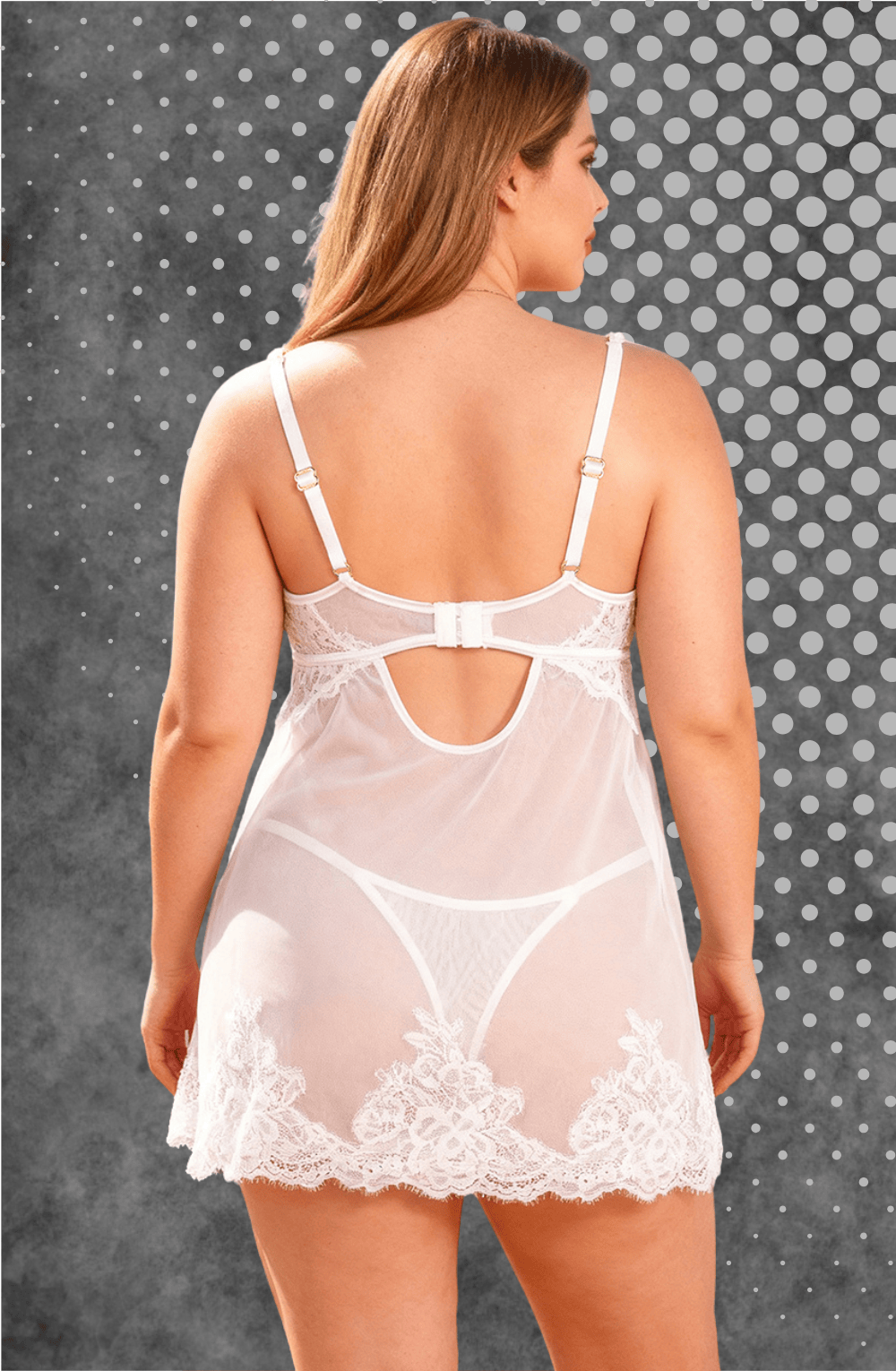 Honeymoon YesX YX745Q White Lace Sheer Plus Size Babydoll