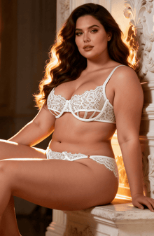 Honeymoon YesX YX746Q Plus Size Lace Underwire Bra & Brief Set – White
